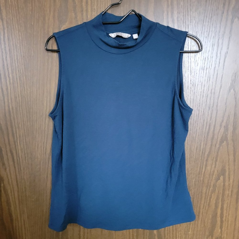 Athleta Teal Blue Mock Turtleneck Tank Top Size Medium - Picture 13 of 13